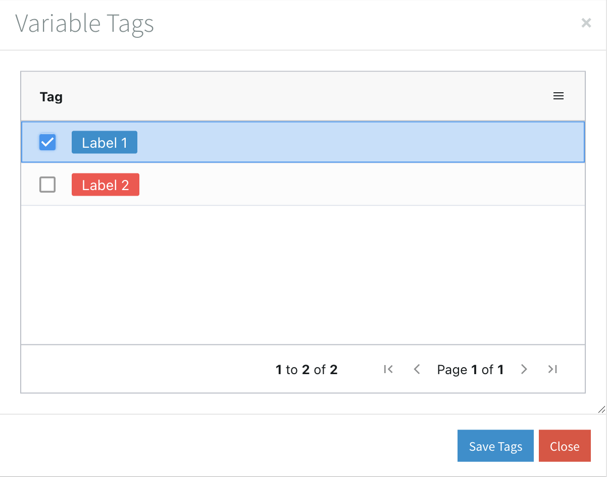 Attach Tag to variable popup